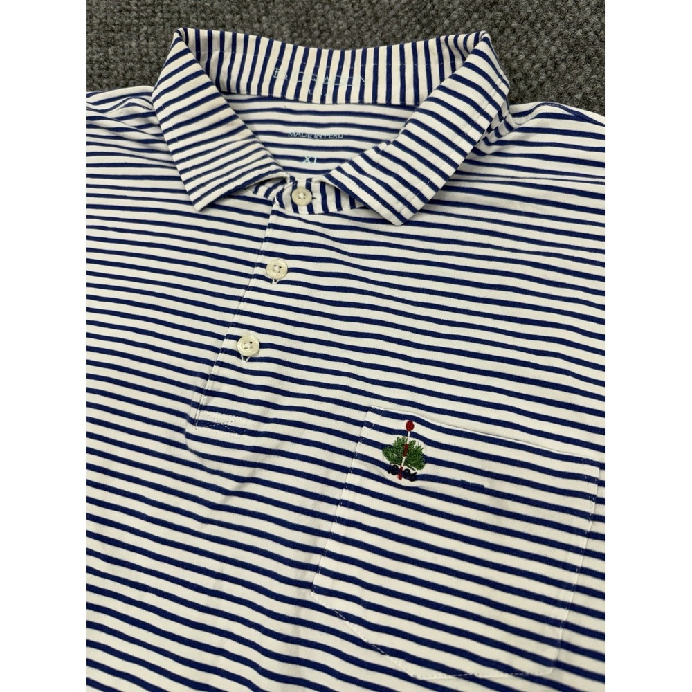 B Draddy Men's XL Merion Golf Club Performance Polo Shirt Blue Striped